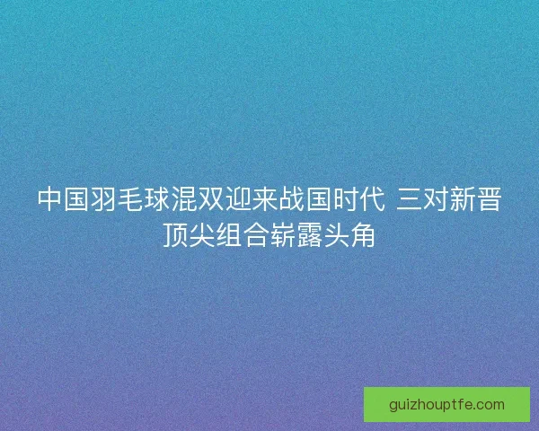 中国羽毛球混双迎来战国时代 三对新晋顶尖组合崭露头角