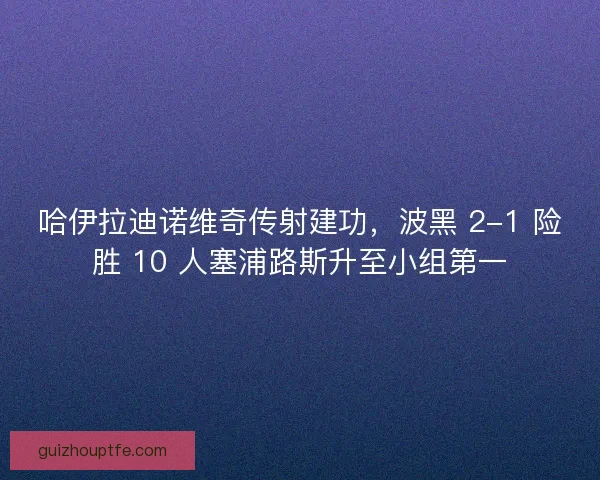 哈伊拉迪诺维奇传射建功，波黑 2-1 险胜 10 人塞浦路斯升至小组第一
