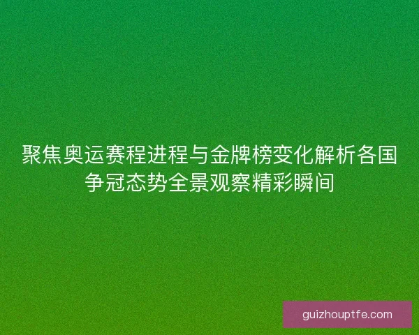 聚焦奥运赛程进程与金牌榜变化解析各国争冠态势全景观察精彩瞬间