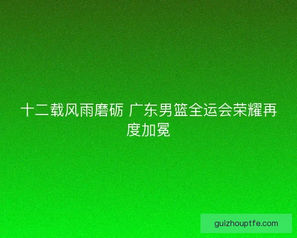 十二载风雨磨砺 广东男篮全运会荣耀再度加冕