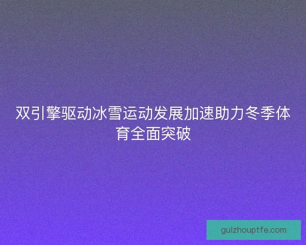 双引擎驱动冰雪运动发展加速助力冬季体育全面突破